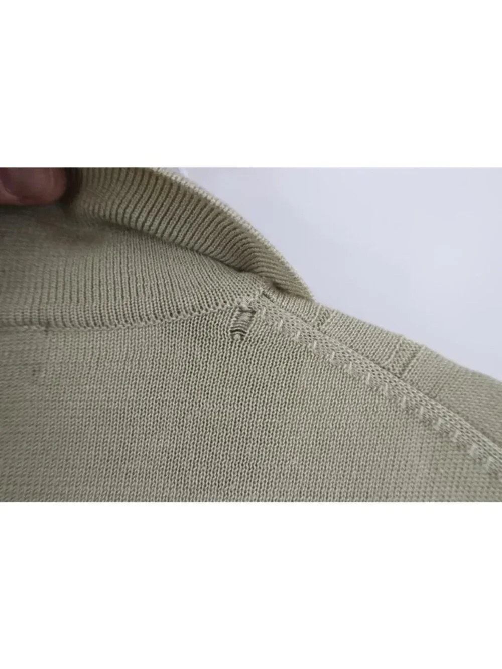Vintage 90s Streetwear Mens Large Blank Ribbed Knit Collared Polo Shirt Beige